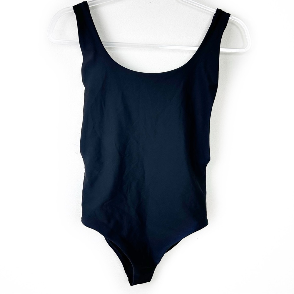 aerie Black Scoop-Back One-Piece Swimsuit